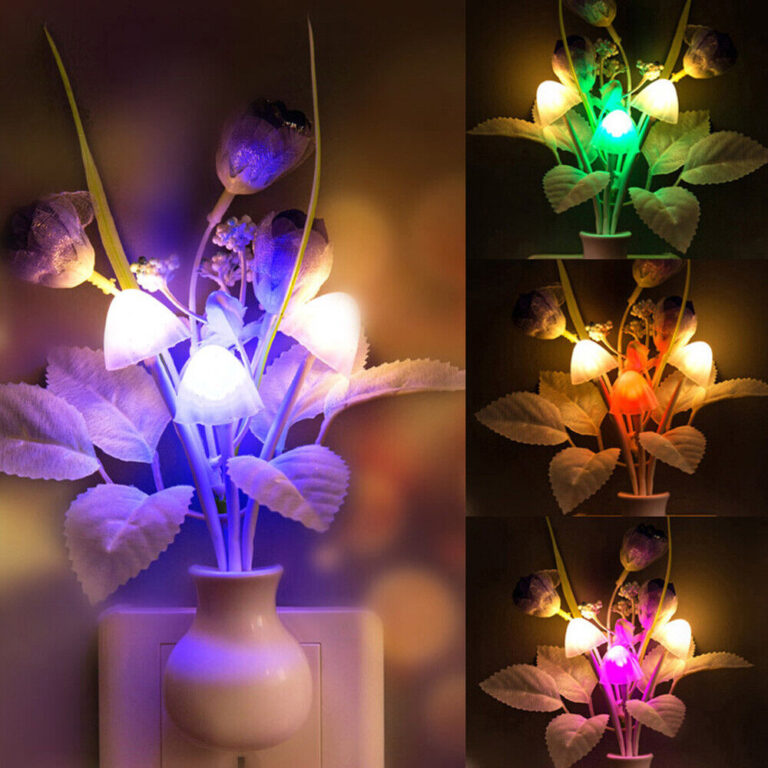 (4 Pcs) Automatic RGB Led Mushroom Night Light